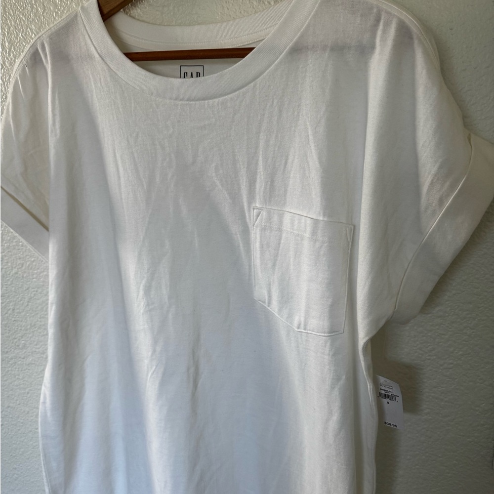 NWT Gap 100% Cotton Casual White T-Shirt Dress with Pocket Women’s Small - Picture 3 of 7